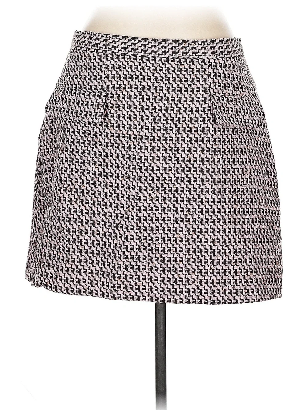 Topshop Pink and Black Patterned Mini Skirt